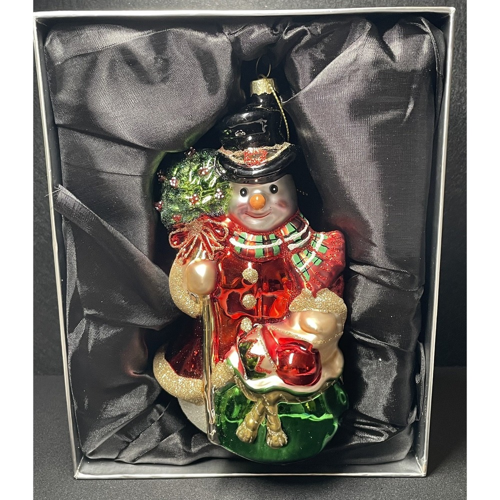 Glass Ornament Made Poland Kowalski Family "Mr Snowman Christmas Walk" New Box!